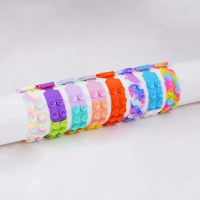 Pop Push Silicone Sucker Bracelet Squid Pop Bubble Fidget Toys Suction Cup Squid Pops Ring Push Antistress Toys